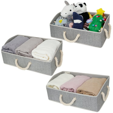Linens Great for Closet Non-Woven Fabric Clothes Nursery Toys Sorbus Trapezoid Storage Bin Box Basket Set Foldable with Cotton Rope Carry Handles Trapezoid Bin - Green 